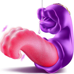 Vibrator Adult Sex Toys for Women - 4 in 1 Tongue Thrusting Vibrators Dildo Rose Sex Toys with 10 Licking Clitoral & 10 Vibration Mode, G Spot Clit Stimulator Pleasure Tools for Female Couples Games