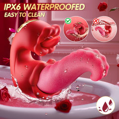Vibrator Adult Sex Toys for Women - 4 in 1 Tongue Thrusting Vibrators Dildo Rose Sex Toys with 10 Licking Clitoral & 10 Vibration Mode, G Spot Clit Stimulator Pleasure Tools for Female Couples Games