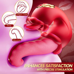 Vibrator Adult Sex Toys for Women - 4 in 1 Tongue Thrusting Vibrators Dildo Rose Sex Toys with 10 Licking Clitoral & 10 Vibration Mode, G Spot Clit Stimulator Pleasure Tools for Female Couples Games