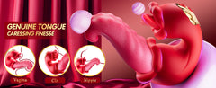 Vibrator Adult Sex Toys for Women - 4 in 1 Tongue Thrusting Vibrators Dildo Rose Sex Toys with 10 Licking Clitoral & 10 Vibration Mode, G Spot Clit Stimulator Pleasure Tools for Female Couples Games